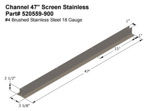 304 #4 Brushed-Bathroom Partition Channel 47" Screen Stainless Steel