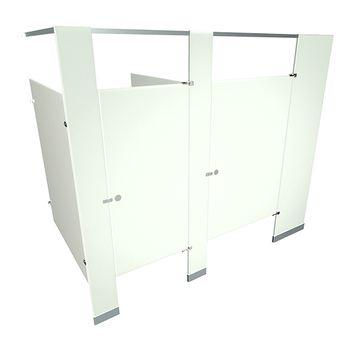 white metal toilet partitions